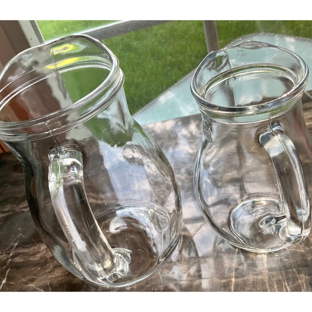 Vintage Italian 2 Bormioli Rocoo sized glass pitchers .5 and .25 liters - Picture 5 of 11